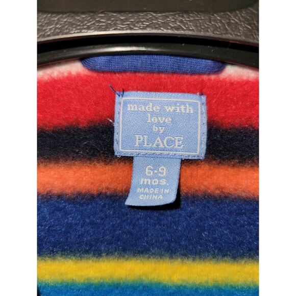 CHILDREN'S PLACE Bear Ears Hooded Striped Fleece Jacket size 6-9 months - Picture 3 of 4